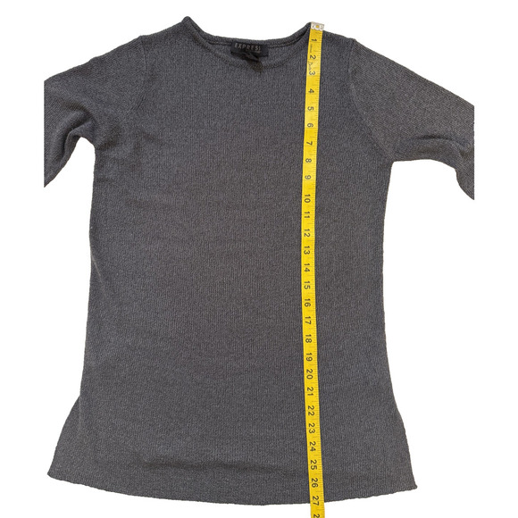 Express Sweater Womens XS Gray Long Sleeve Knit Pullover Lightweight Slit Hem - Picture 7 of 8